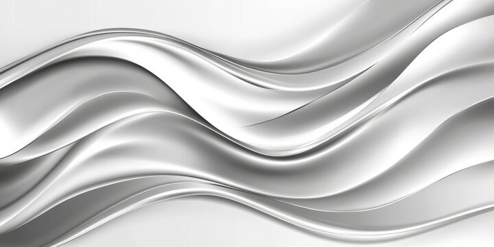 Abstract liquid metal background with smooth flowing silver waves, futuristic and dynamic.
