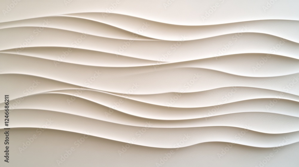 Poster Soft glossy waves create an elegant and minimalist feel on a pastel background, offering ample copy space for design applications or branding