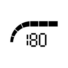 black speedometer reaches 180