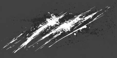 A dark grey background with streaks of white paint splattering across the canvas, creating an abstract, expressive design. Perfect for artistic portfolios, creative ads, or avant-garde fashion visuals