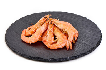 Shrimps, king prawns, isolated on white background.