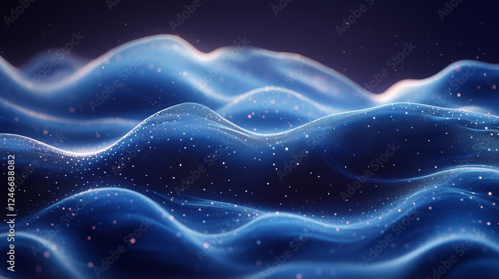 Poster digital representation of smooth waves illuminated by soft light