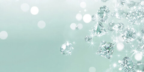 A serene mint green background with twinkling diamonds that create a subtle, sparkling effect. The pastel tones and gentle shimmer make it perfect for luxury event branding, invitations, or high-end