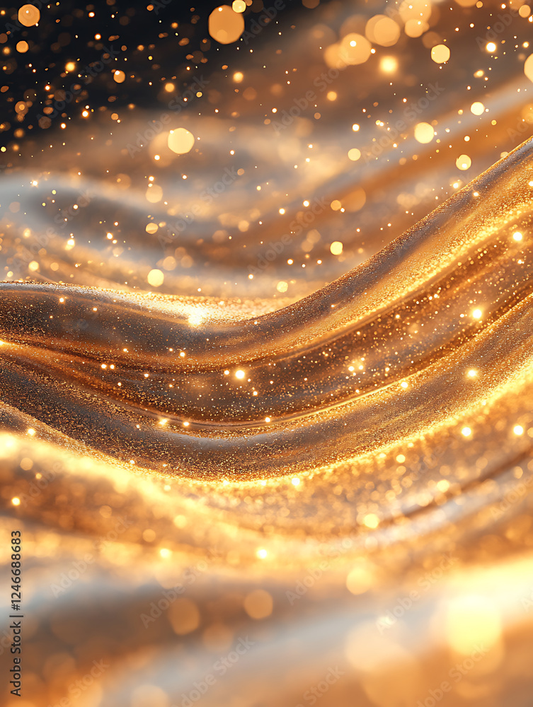 Aufkleber golden waves of shimmering light create mesmerizing and elegant background, perfect for adding touch