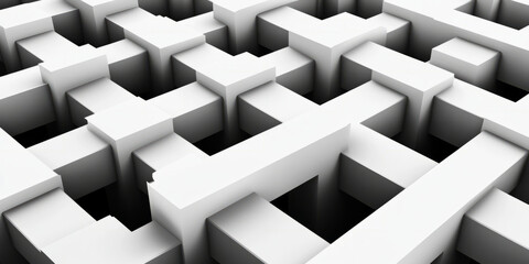 A minimalistic black and white background with a series of interwoven geometric shapes creating a sense of interconnectedness. Perfect for corporate branding, digital art, or tech visuals.