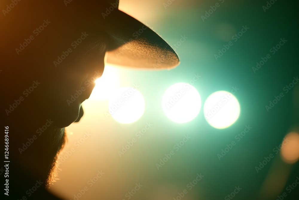 Aufkleber A skull with a somber hat rests in soft, dim light. Shadows reveal intricate details, enhancing the melancholic and mysterious atmosphere of the composition