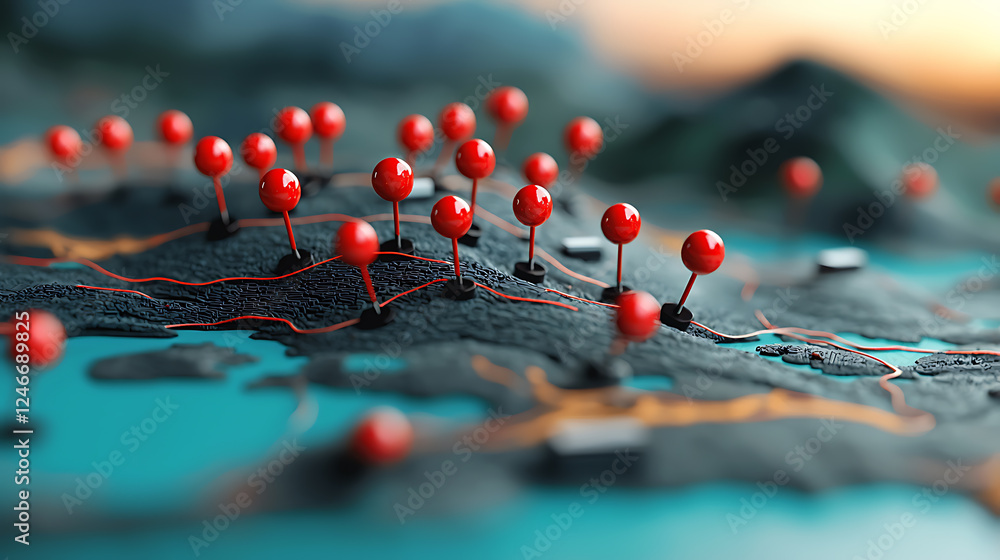 Poster mapping geographical data points dynamic terrain visualization digital mapping modern technology env