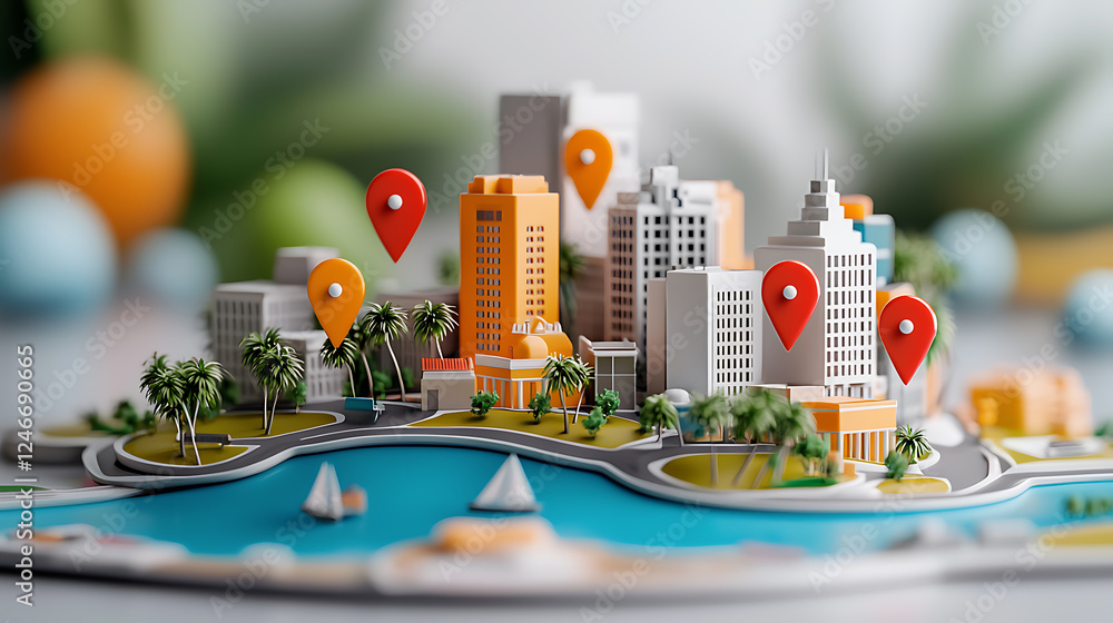 Poster dynamic city map visualization urban landscape digital content modern environment aerial view geogra