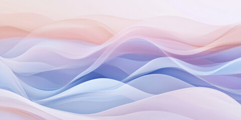Fototapeta premium A seamless background with soft, undulating waves in lilac, chambray blue, and peach fuzz, creating a calming, ethereal atmosphere with gentle transitions.