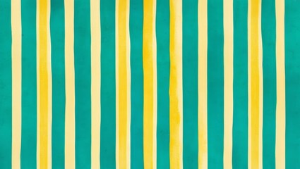 Yellow and Teal Vertical Stripe Pattern Watercolor Wash Abstract Design