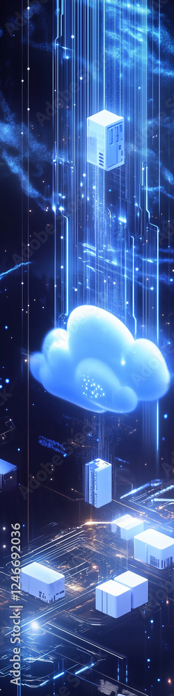 Poster cloud computing digital information and cyberspace background