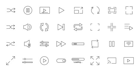 set of media player icon