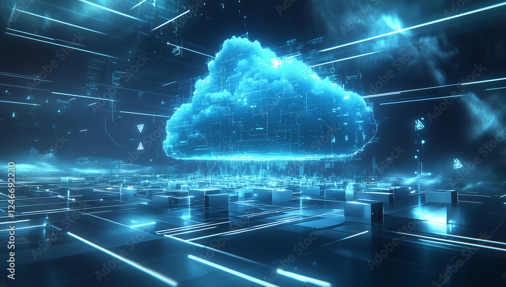 Poster cloud computing digital information and cyberspace background