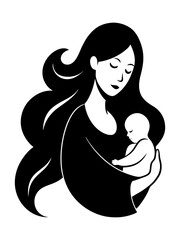 Newborn mother logo concept silhouette vector Mom and Baby logo design template