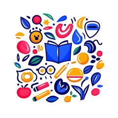 Obraz premium Colorful Elements of Education and Creativity for Design Projects