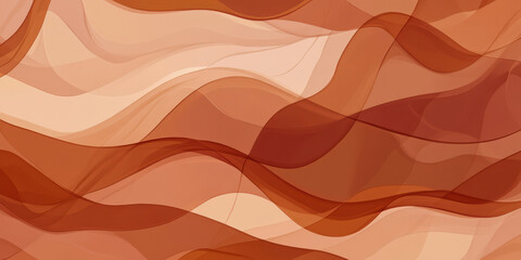 Fototapeta premium A layered burnt orange abstract background with transparent overlapping wave patterns, forming a smooth and dynamic flow of warm hues.