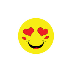 emoticon with heart eyes. smiling face with heart-shaped eyes. Love emoticon illustration. moticons happy yellow faces. 