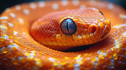 Fototapeta premium Animal pattern close-up of a snake's vibrant, intricate scales under sunlight