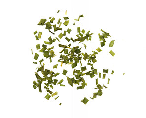 Scattered dry chives isolated on a white background