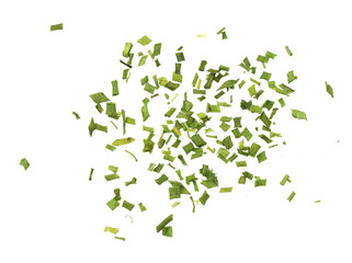 Scattered dry chives isolated on a white background