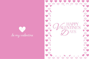 Pink Valentine’s Fold Card. Seamless Heart Pattern Background. Minimalist vector designs for love and romance.