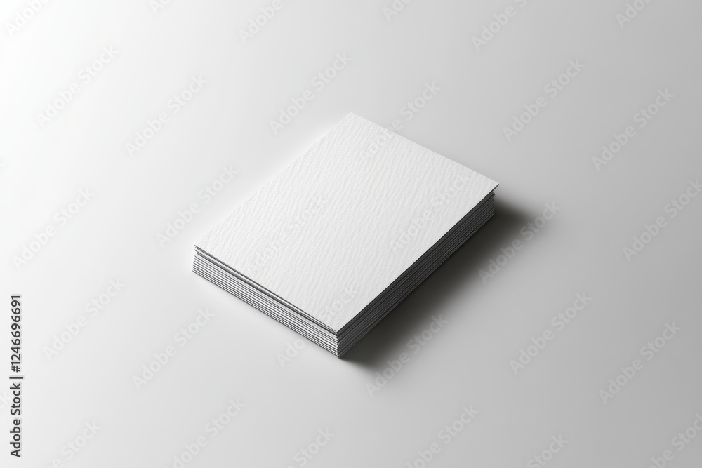 Poster Close-up view of a minimalist business card highlighting sleek lines and textures, placed on a solid white background with ample copy space for customization