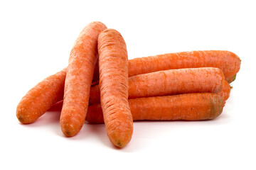 Fresh unpeeled organic carrot, isolated on white background.