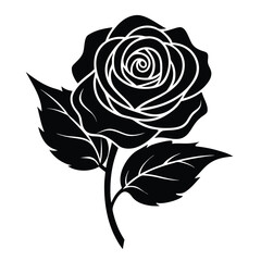 Rose flower vector  silhouette art illustration