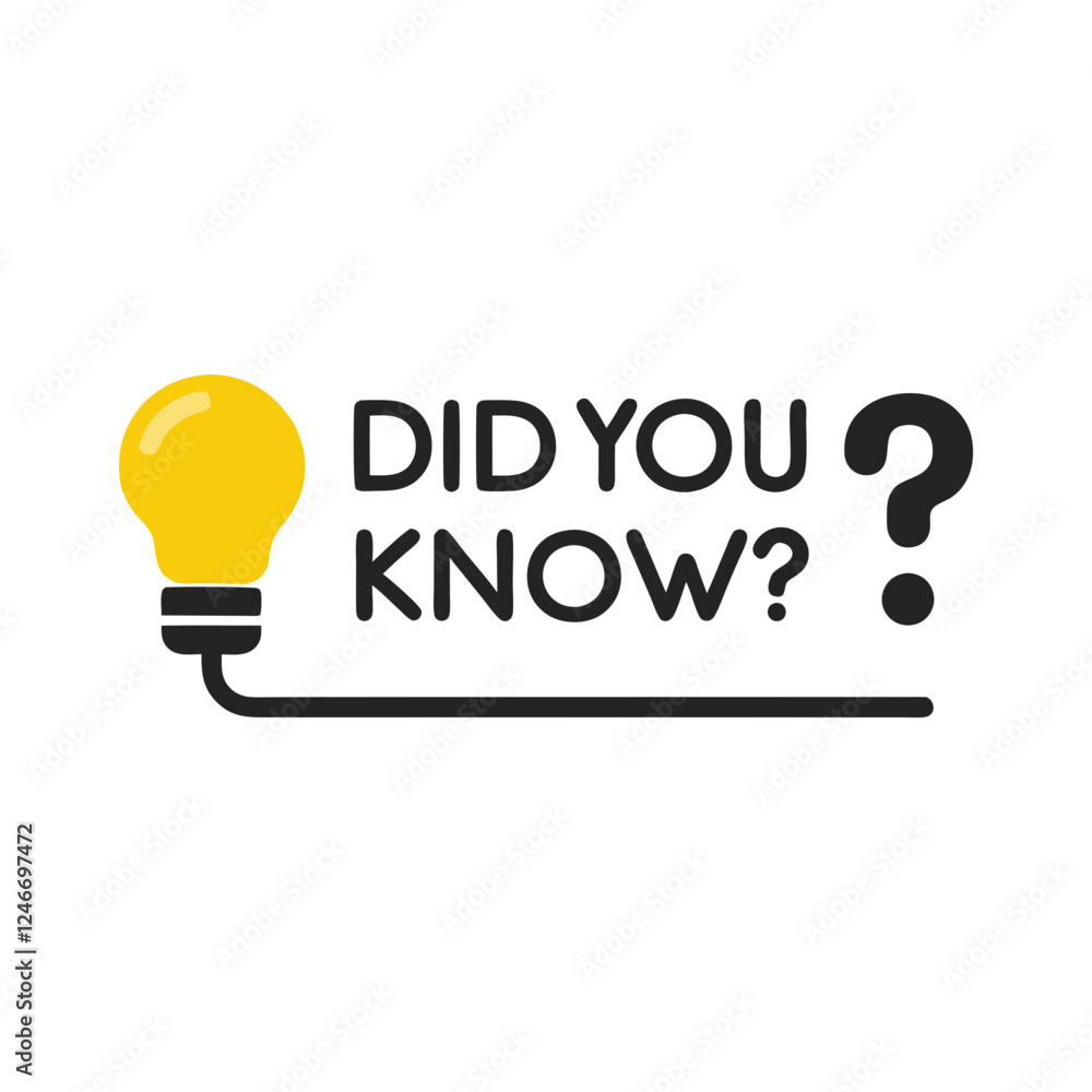 Poster lightbulb and did you know text vector design.
