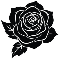 Rose flower vector  silhouette art illustration