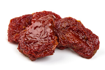 Sun-dried tomatoes isolated on white background.