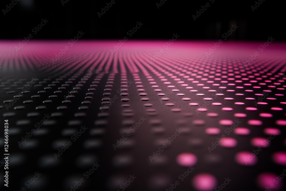 Poster Close-up visuals feature dynamic waves and pulsating dots in neon colors against a sleek dark background, illustrating a vibrant digital realm with space for ideas