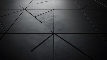 Dark floor tiles, geometric pattern, light
