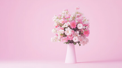 Fototapeta premium Elegant pastel bouquet in tall vase for home decor and celebrations