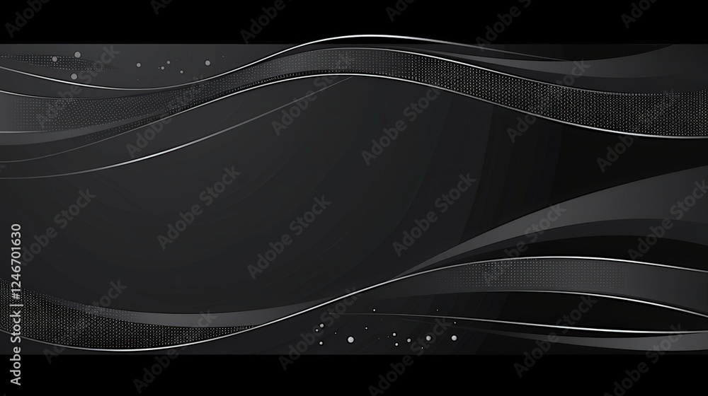 Poster a sleek, modern design featuring smooth black waves and subtle textures, creating a sophisticated an