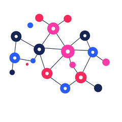 Abstract Molecular Structure with Colorful Nodes and Connections