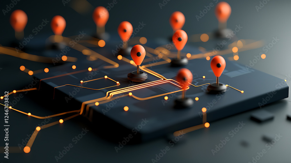 Poster exploring digital mapping innovations urban environments infographic illustrations technological adv