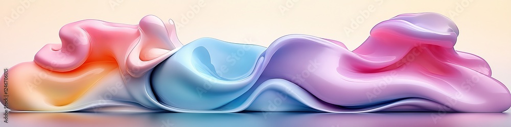 Aufkleber abstract wavy design. fluid art in motion. dynamic flow of colorful waves. 3d render.