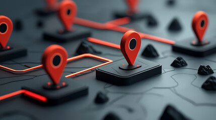 Mapping technology revolutionizing navigation urban landscape digital art futuristic environment aerial perspective geolocation concept