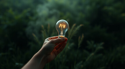  A hand holding a light bulb with an energy-efficient rating, 