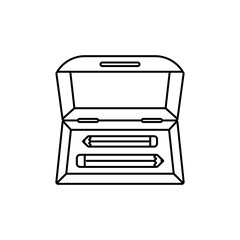 A pencil outline icon with a ruler next to it.