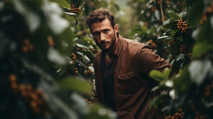 Professional Male Working in a Coffee Field - Aspect Ratio 16:9 - Version 5.2