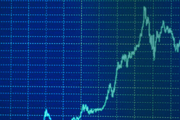 Digital financial chart with growth trend on blue background