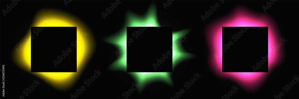 Poster set of square illuminate light frames