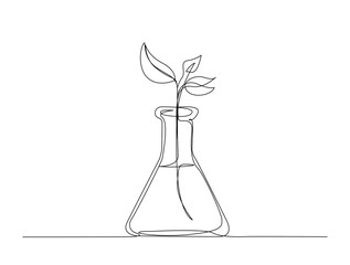 Continuous one line drawing of laboratory test tube design. Lab equipment in single line draw illustration. Editable stroke.