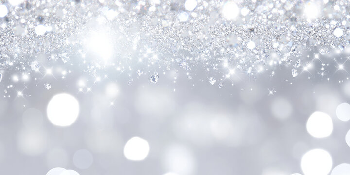 A luminous white background with diamonds glimmering across it, creating a reflective, glittery effect. The shine from each diamond adds a touch of luxury and class, making it ideal for elegant event