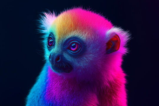 close up of a lemur with vibrant color