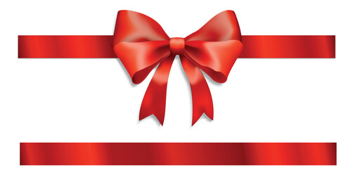 WebRealistic Red Satin Ribbon with Glossy Bow – Gift and Decoration Element