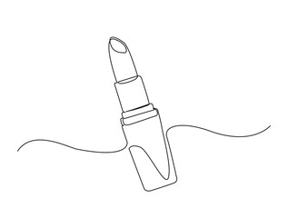 Obraz premium Continuous one line drawing of lipstick design. lipstick cosmetic in single line draw illustration. Editable stroke.