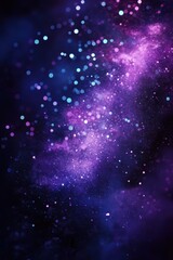 Fototapeta premium Bright violet and turquoise sparks illuminating a dark void. Futuristic technology burst